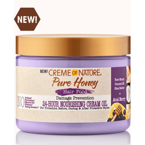 Creme of Nature Pure Honey Hair Food 24-timers nærende krem ​​4,7 oz