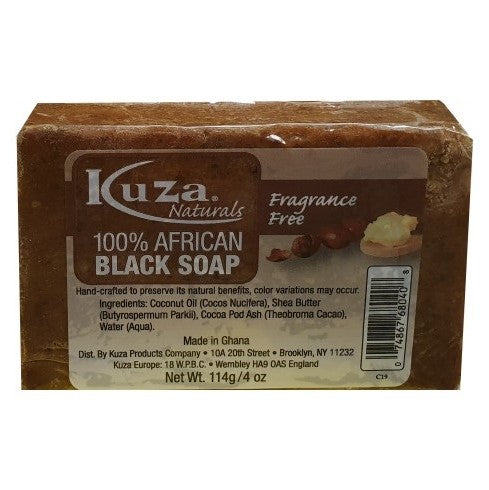 Kuza 100% afrikansk svart såpe parfymefri 114g