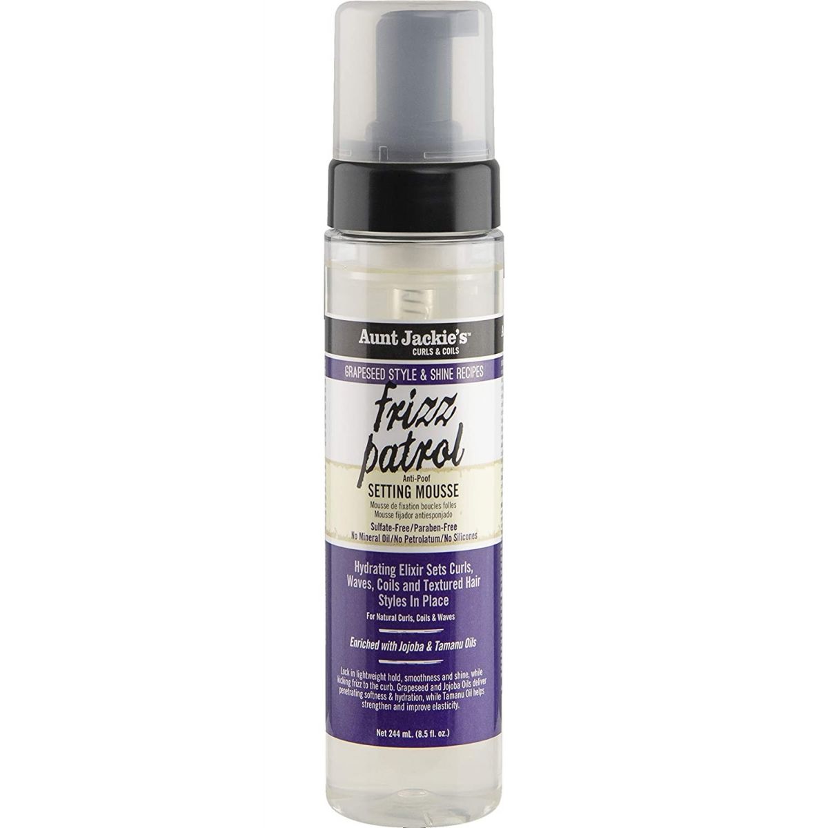 Tante Jackie's Grapeseed Frizz Patrol Anti Poof Twist & Curl Setting Mousse 244ml/8.5oz 